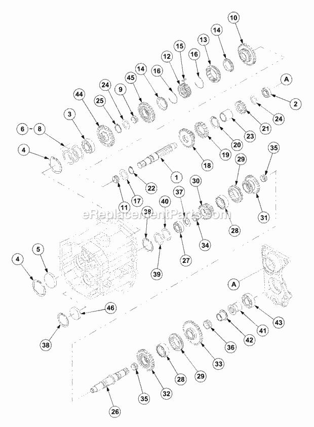 Transmission (Part 3) Diagram and Parts List for 7532 54AF44G-710, 54AH44G-710, 54AN44G-710 Cub Cadet Lawn Tractor